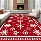 Red Snowflake Winter Wonderland Rug