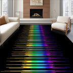 Vibrant Rainbow Horizontal Line Art Rug