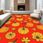 Pumpkin Maple Leaf Autumn Scarlet Round Rug