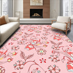 Pink Blush Floral Vine Whimsy Rug