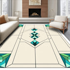 Green Teal Geometric Glass Panel Rug