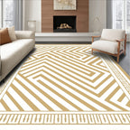 Golden White Geometric Maze Rug