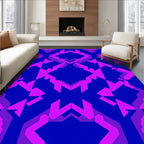 Electric Blue Magenta Geometric Overlay Rug
