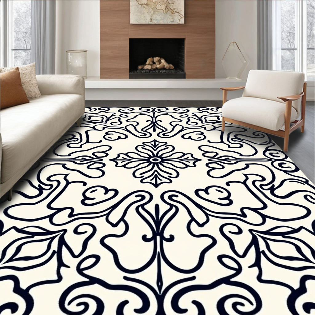 Navy Classic Floral Symmetry Rug