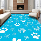 White Paw Prints Kite Stars Background Rug
