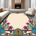 Vibrant Floral Bird Border Rug