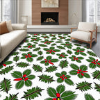 Green Holly Red Berry Christmas Rug
