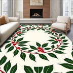Crimson Berry Green Leaf Garland Rug