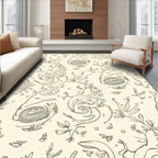 Cream Garden Swirl Botanical Sketch Rug