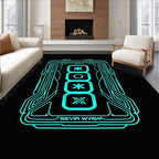 Neon Futuristic Digital Interface Symbols Rug