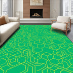 Green Geometric Circuit Board Rug