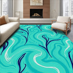 Teal Swirl Botanical Sprig Rug