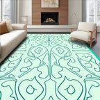 Light Teal Abstract Scrollwork Rug