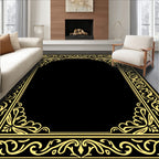 Ornate Gold Leaf Scroll Border Rug