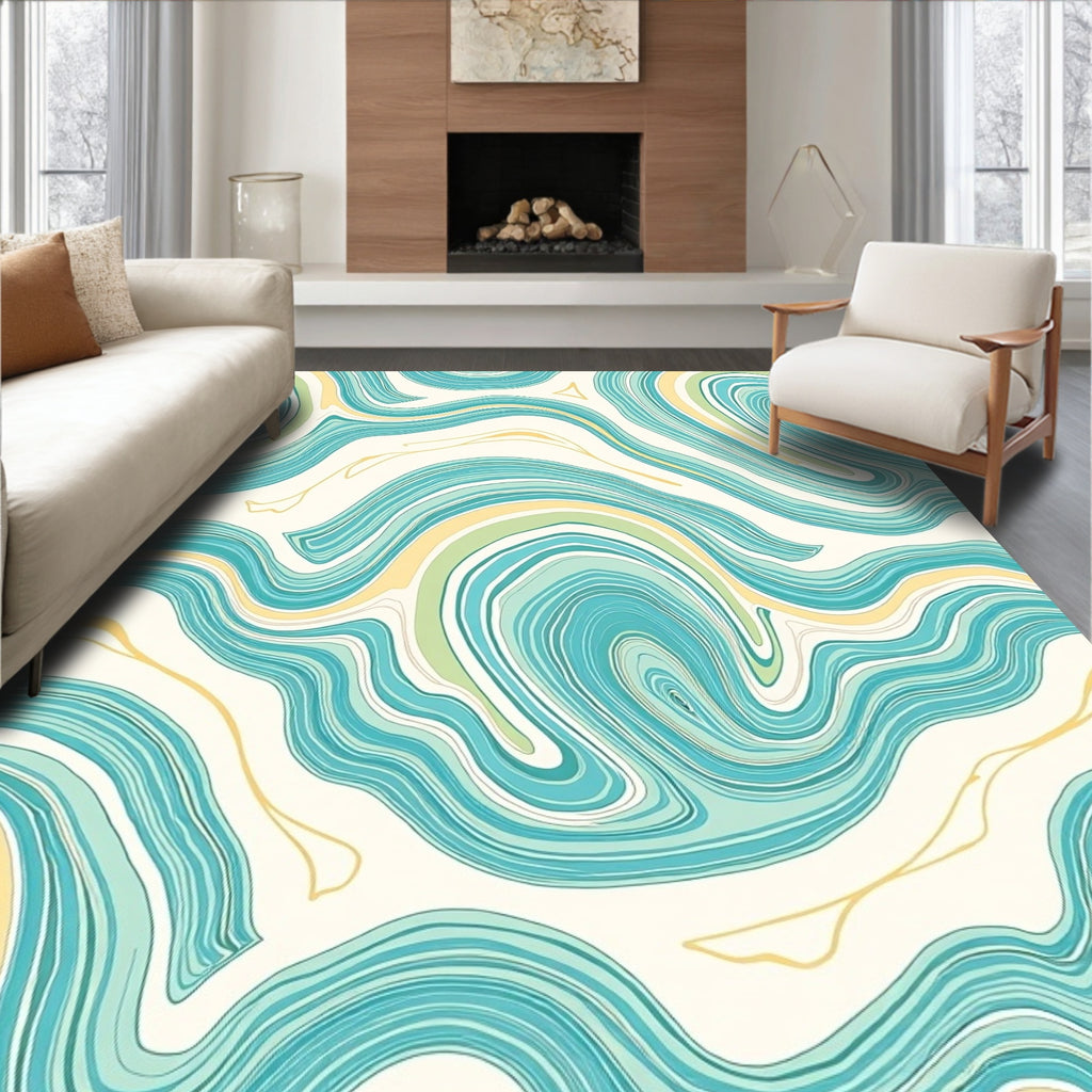 Aqua Yellow Swirl Agate Rug