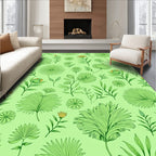 Delicate Green Botanical Nature Meadow Rug