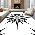 Sharp Black White Geometric Starburst Rug
