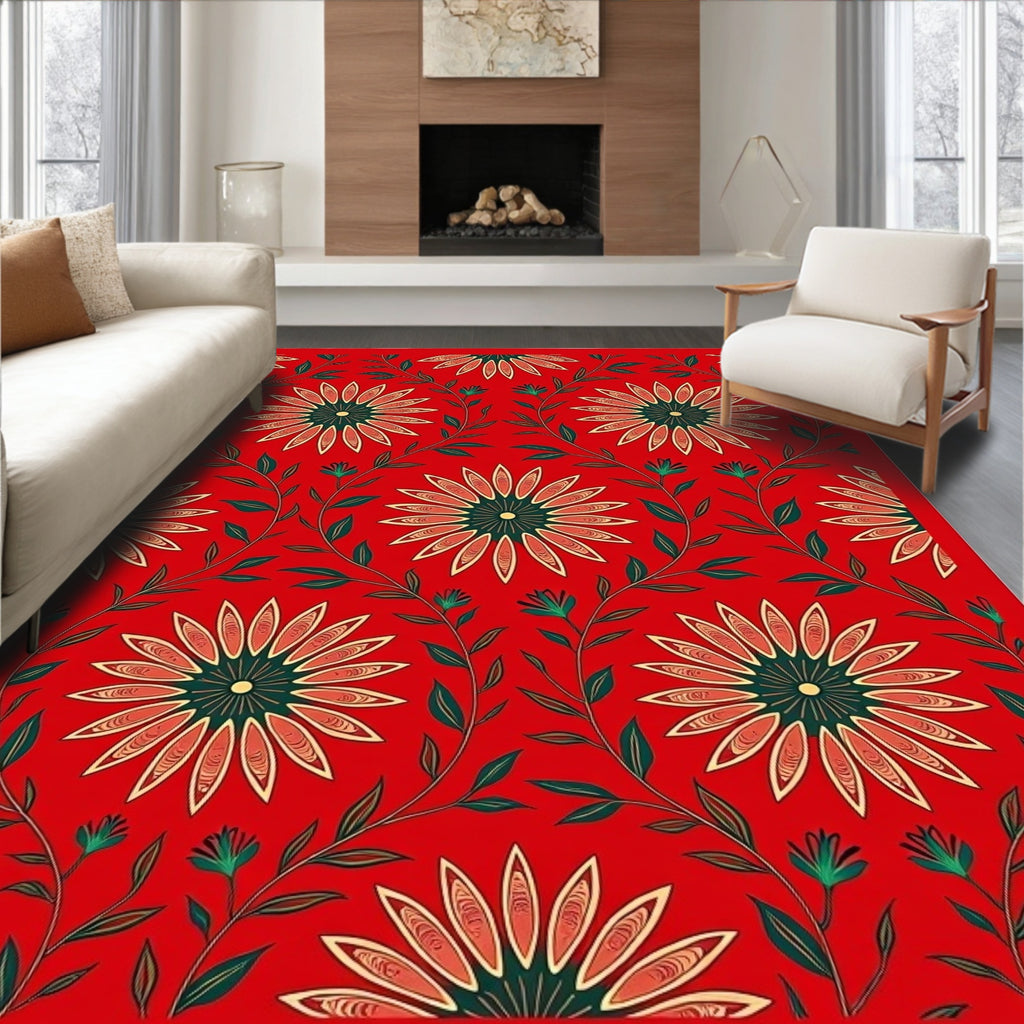 Crimson Garden Floral Medallion Rug