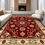 Crimson Floral Medallion Statement Rug
