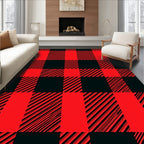 Bold Red Black Gingham Plaid Rug