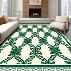 Emerald Green Interlocking Leaf Lattice Rug