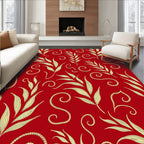 Crimson Vine Swirl Floral Rug