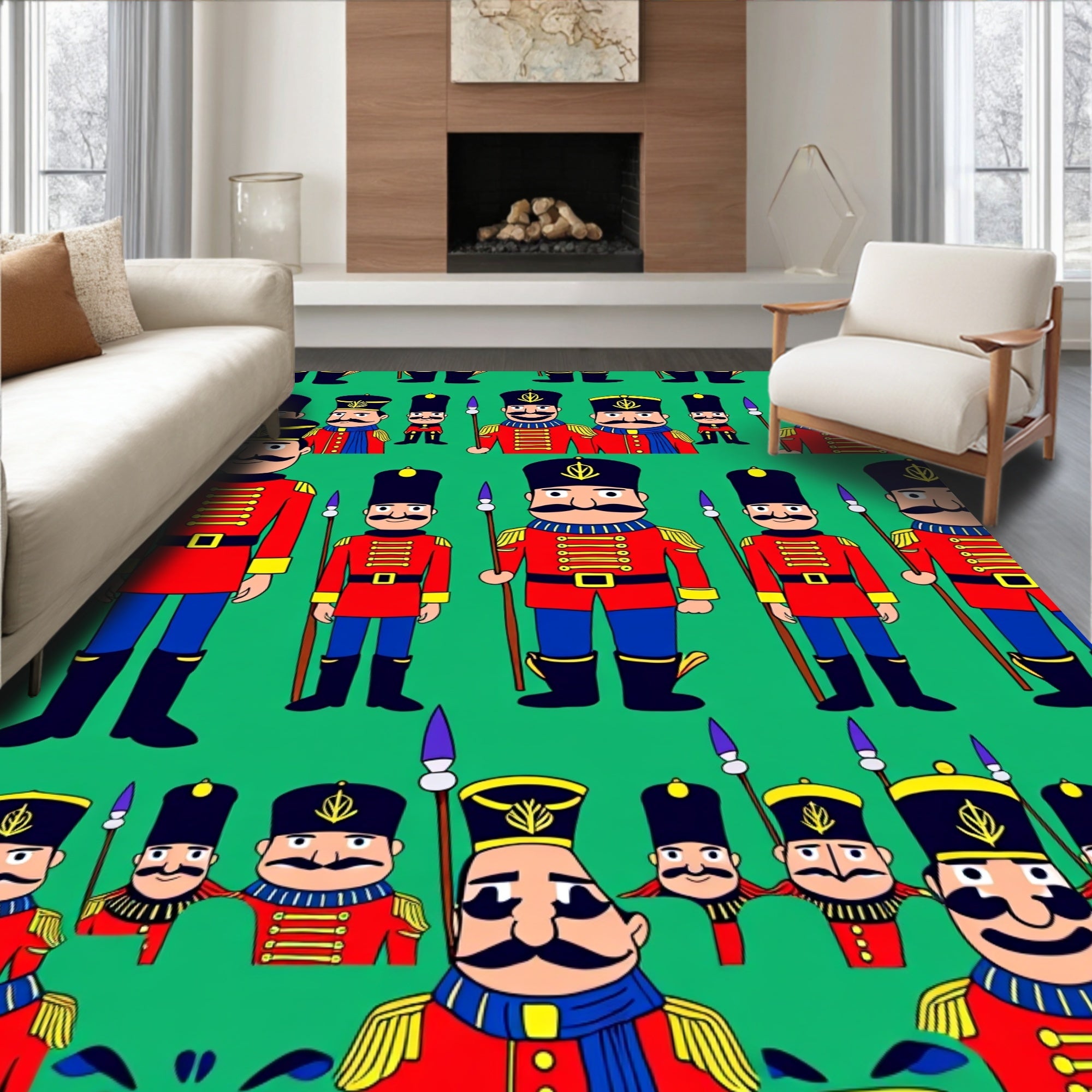 Red Guard Soldier Repeating Pattern Rug