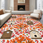 Woodland Birds Birdhouse Autumn Overlay Rug