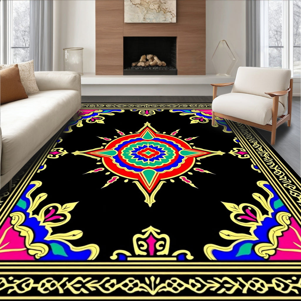 Bold Geometric Starburst Medallion Rug