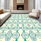 Art Deco Teal Floral Medallion Rug
