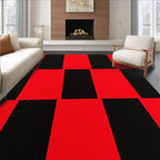 Bold Red Black Checkerboard Squares Rug