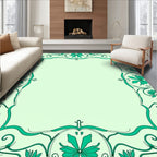 Aquamarine Floral Border Scroll Rug