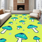 Teal Mushroom Dots Lime Background Rug