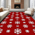 Winter Red Snowflake Cluster Rug