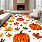 Autumn Pumpkin Maple Leaf Scatter Rug
