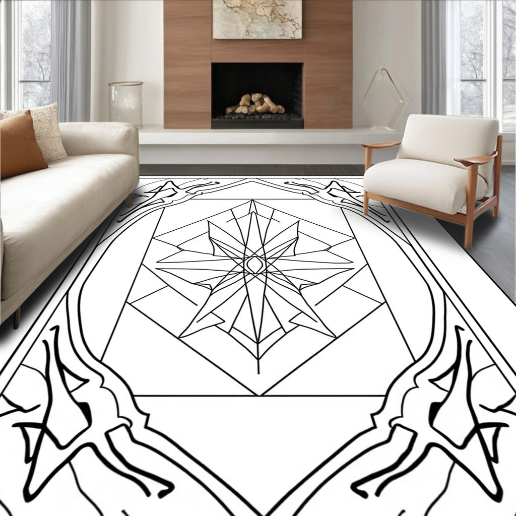 Geometric Starburst Framed Art Rug