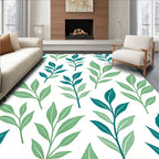 Teal And Green Leafy Branches Rug