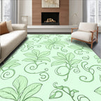 Mint Green Leafy Vine Swirls Rug