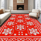 White Snowflake Medallion Red Rug