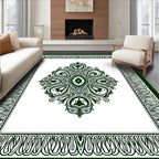 Formal Green Medallion Border Rug