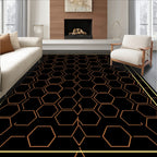 Golden Honeycomb Black Geometric Rug