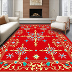 Crimson Red Starburst Medallion Rug