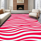 Vibrant Red Abstract Stripe Rug