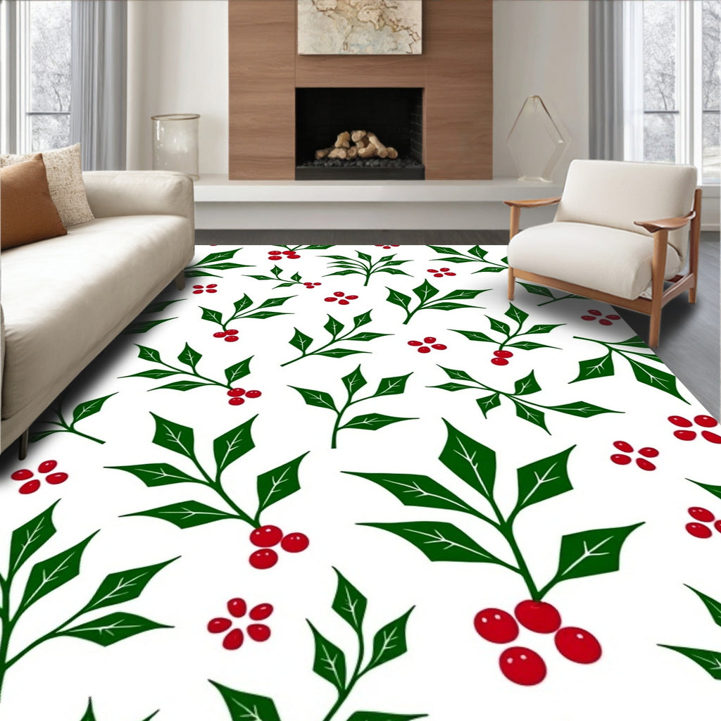 Festive Holly Berry Garland Rug