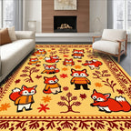 Whimsical Orange Fox Forest Woodland Rug