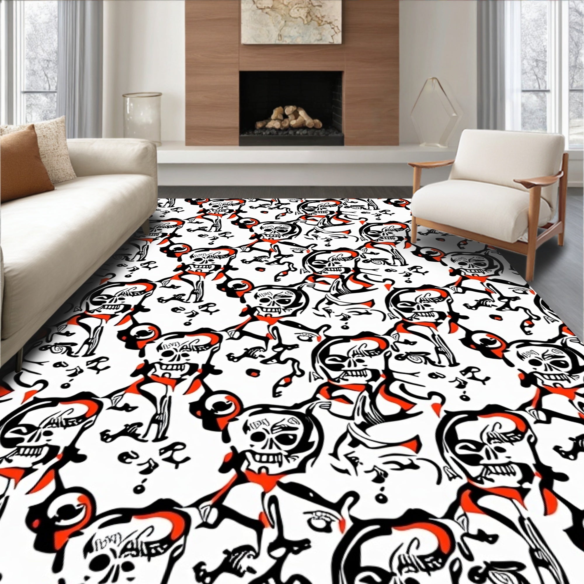Abstract Skull And Bones Collage Rug