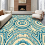 Cream And Teal Medallion Rug