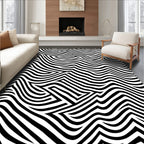 Abstract Black White Optical Illusion Rug