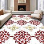 Rich Red and Gold Medallion Elements Rug