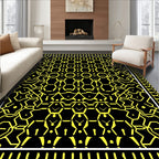 Black Yellow Geometric Hexagon Rug